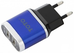 Сетевое зарядное устройство TOTO TZV-41 Led Travel charger 2USB 2,1A Blue
