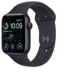 Смарт-часы Apple Watch SE 2 GPS + Cellular 44mm Midnight Aluminum Case with Midnight Sport Band (MNPY3 MNU03 MNTY3)