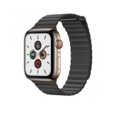 Смарт-часы Apple Watch Series 5 LTE 44mm Gold Steel with Black Leather Loop (MWQN2)