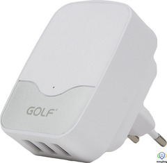Сетевое зарядное устройство GOLF GF-U305 Travel Charger 3USB 3,4A White