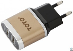 Сетевое зарядное устройство TOTO TZV-41 Led Travel charger 2USB 2,1A Gold
