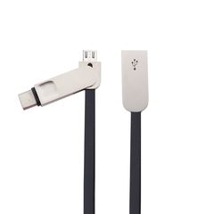 Переходник LDNIO LC90C OTG USB to MicroUsb / Type-C (Combo) 1m (Черно - серебряный)