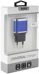 Сетевое зарядное устройство TOTO TZV-41 Led Travel charger 2USB 2,1A Blue
