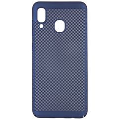 Ультратонкий дышащий чехол Epik Grid case для Samsung Galaxy A20 / A30 Темно-синий