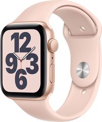 Apple Watch SE GPS 44mm Gold Aluminum Case w. Pink Sand Sport B. (MYDR2)