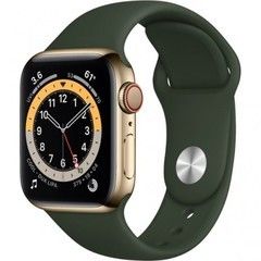 Apple Watch Series 6 GPS + Cellular 40mm Gold Stainless Steel Case w. Cyprus Green Sport B. (M02W3) / M06V3