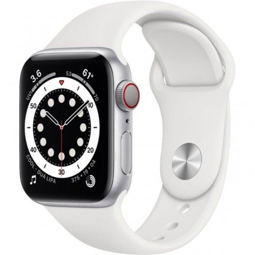 Apple Watch Series 6 GPS + Cellular 40mm Silver Aluminum Case w. White Sport B. (M02N3) / M06M3