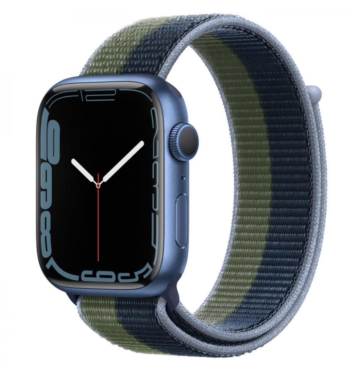 Смарт-часы Apple Watch Series 7 GPS 45mm Blue Aluminum Case With Abyss Blue/Moss Green Sport Loop (MKNR3)