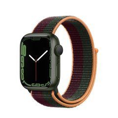 Apple Watch Series 7 GPS 41mm Green Aluminum Case With Dark Cherry/Forest Green Sport Loop (MKNF3)