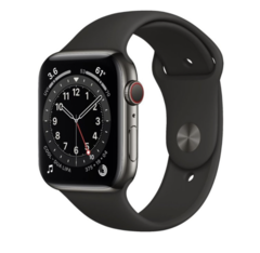 Смарт-часы Apple Watch Series 6 GPS + Cellular 44mm Graphite Stainless Steel Case w. Black Sport B. (M07Q3)