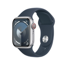 Смарт-годинник Apple Watch Series 9 GPS + Cellular 41mm Silver Alu. Case w. Storm Blue S.Band - S/M (MRHV3) 