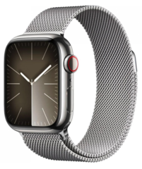 Смарт-годинник Apple Watch Series 9 GPS + Cellular 45mm Silver S. Steel Case w. Silver Milanese Loop (MRMQ3)