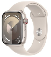 Смарт-годинник Apple Watch Series 9 GPS + Cellular 45mm Starlight Alu. Case w. Starlight Sport Band - M/L (MRM93)