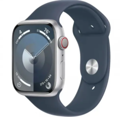 Смарт-часы Apple Watch Series 9 GPS + Cellular 45mm Silver Alu. Case w. Storm Blue S. Band - M/L (MRMH3)